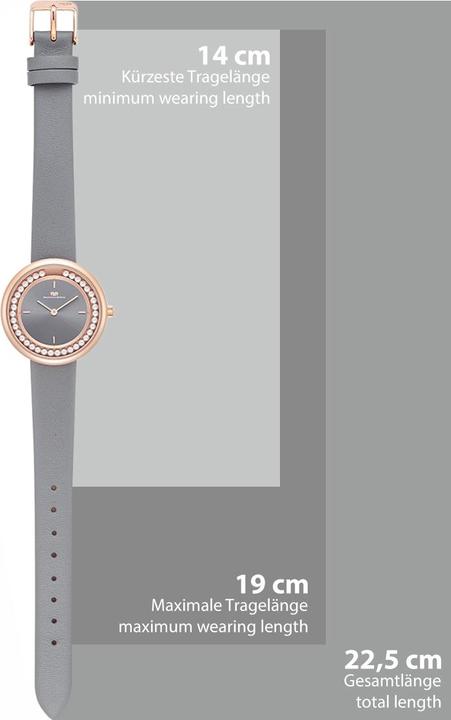 Actual product image Ladies Quartz Watch Pearl Real Leather Grey - 32216 (Analogue wristwatch, 32 mm)