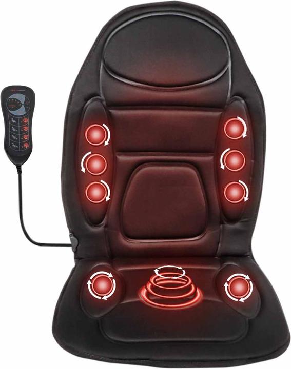 Actual product image Wiltec Full Body Massage Cushion with Heat and 5 Vibration Motors for Muscle Relief, 105x50cm, black, 12V (Garden machinery attachment)