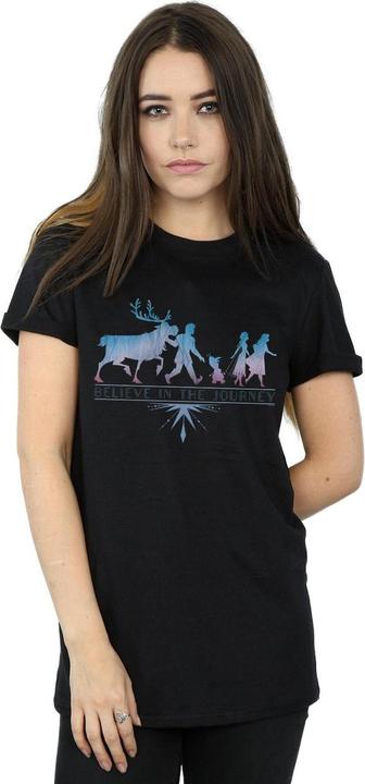 Actual product image Disney Womens/Ladies Frozen 2 Believe In The Journey Silhouette Cotton Boyfriend T-Shirt (XL)