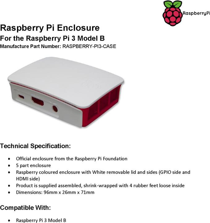 Actual product image Raspberry Pi Official case for 3B+/3/2