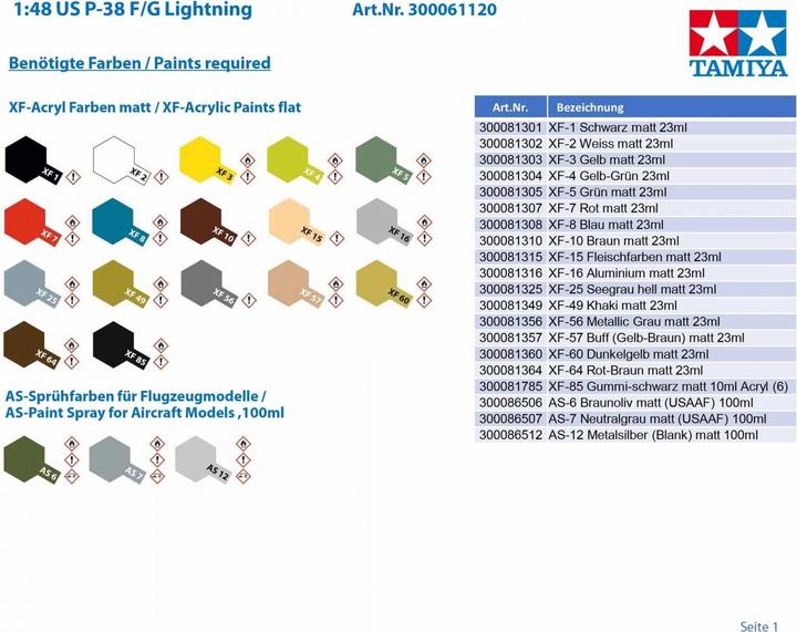 Actual product image Tamiya 1/48 Lockheed P-38 F/G Lightning