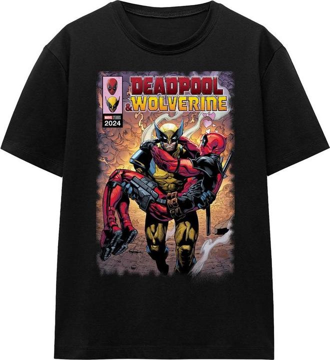 Actual product image Deadpool & Wolverine Unisex Adult Wolverine Saves Deadpool Comic T-Shirt (S)