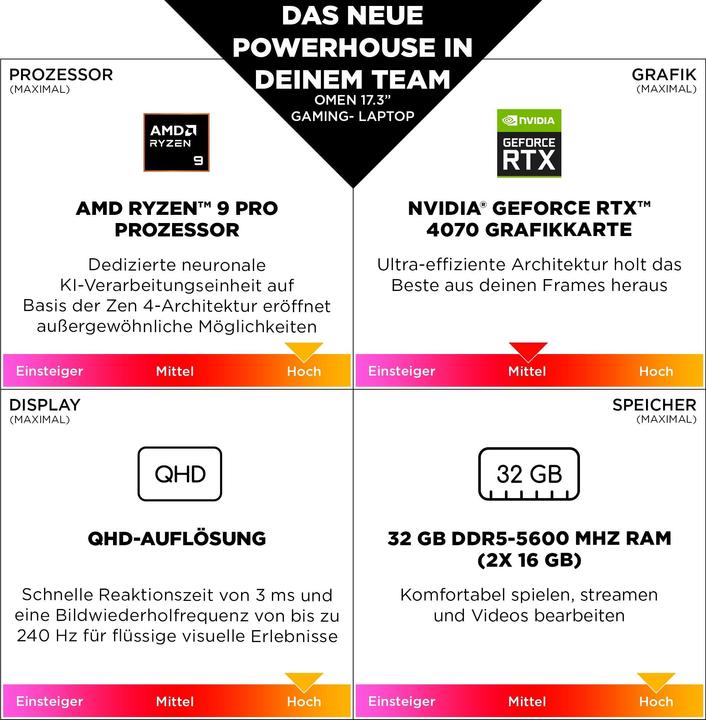 Valori nutrizionali e ingredienti HP Omen 17-db0079ng (17.30", AMD Ryzen 7 8845HS, 32 GB, 1000 GB, DE)