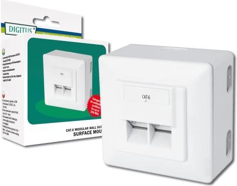 Produktbild Digitus Aufbaudose Cat.6e 2xRJ45, geschirmt (UTP, CAT6e, 0.09 m)