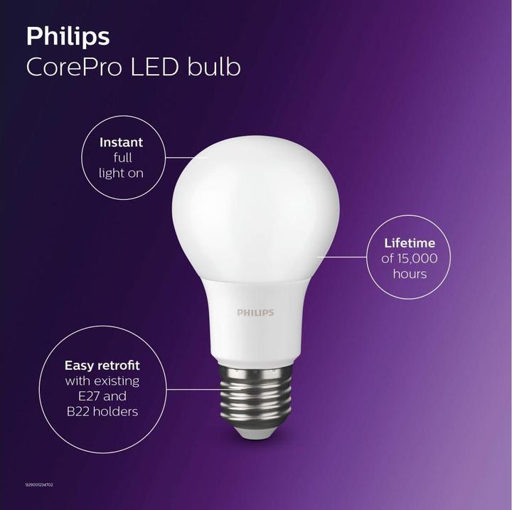 Produktbild Philips Professional CorePro LED 5,5-40W/827 57757800 E27 470lm 200° matt EEK F (E27, 4.90 W, 470 lm, 1 x, F)
