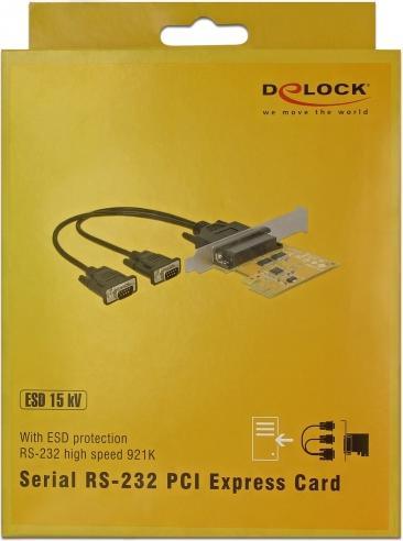 Image du produit Delock Carte PCI Express > 2 x Série RS-232 haute vitesse 921K protection ESD