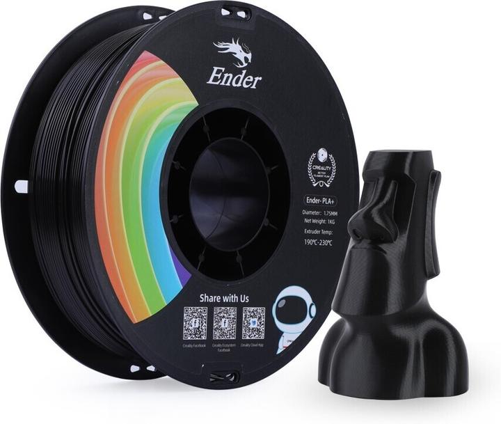 Produktbild Creality Filament PLA+ (PLA, 1.75 mm, 1000 g, Schwarz)