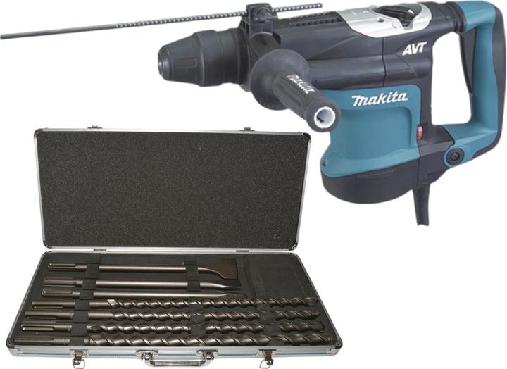 Produktbild Makita HR 3541 FCX Kombihammer 850 Watt SDS Max 5,7 J + 7 tlg. Bohrer und Meissel Set + Koffer (Netzbetrieb)