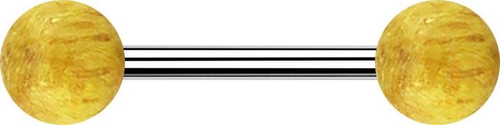 Image du produit Star Piercing Barbell argent avec deux boules en bois de jackfruit (sans laiton, Acier chirurgical 316L)
