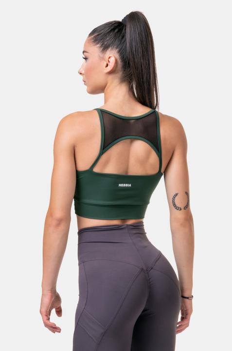 Actual product image Nebbia Classic Hero Cut-Out Sports bra dark green (XS)