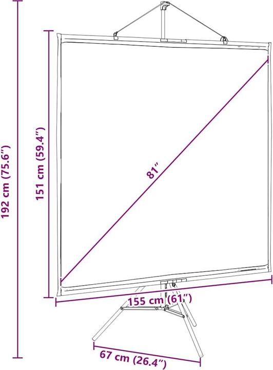 Actual product image VidaXL Projector screen with tripod 81 inch 1:1 projection screen Screen (81", 1:1)