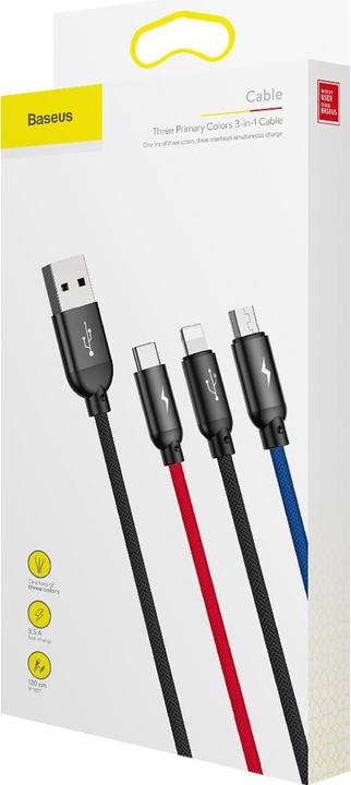 Image du produit Baseus Trois couleurs primaires 3 en 1 (0.30 m, USB 2.0)