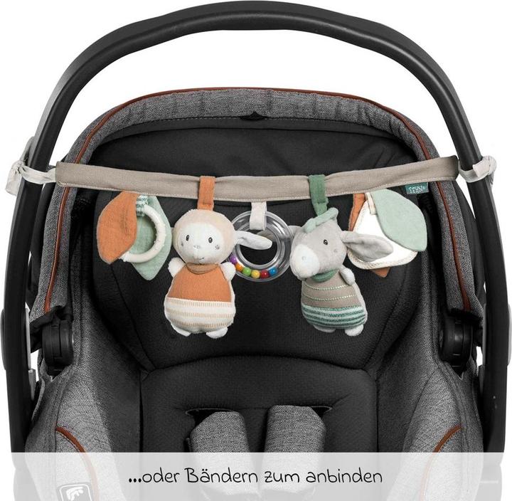 Image du produit Fehn Kinderwagenketten Kinderwagenkette mit Rassel & Quietsche - Esel & Schaf