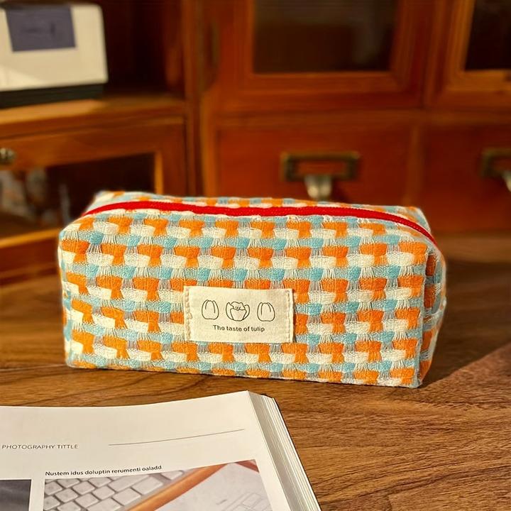 Produktbild Only-Bags.Store Regenbogen geflochtene Schreibwaren Tasche waschbar Pencil Case Briefpapier Box grosse Kapazität