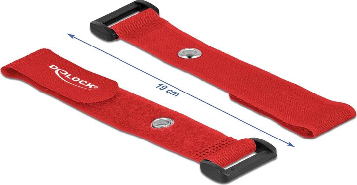 Actual product image Delock Velcro cable tie with loop and fixing eye L 190 x W 25 mm red 5 pieces (Velcro cable ties, 190 mm, 5 pcs.)