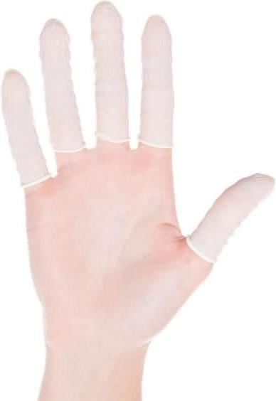 Produktbild Hygostar Nitril-Fingerlinge puderfrei L 7cm weiss VE=100 Stück (L)