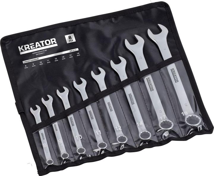 Actual product image Kreator Spanner set 8-19mm combination - 8 pcs. (19 mm, 12 mm, 14 mm, 16 mm, 10 mm, 18 mm, 17 mm, 11 mm, 15 mm, 8 mm, 9 mm, 13 mm)