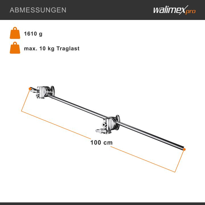 Immagine prodotto Walimex pro per braccio con 2 morsetti a vite, 100cm (100 cm, 10 kg)