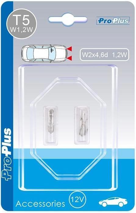 Produktbild ProPlus Autolampe 12V 1,2W T5 W2x4,6d 2 Stück im Blister