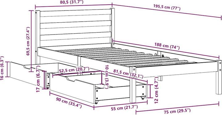 Image du produit VidaXL Lit sans matelas 200x200 (200 x 200 cm)