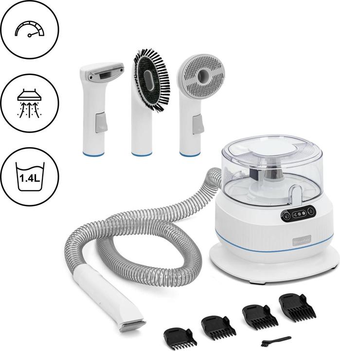 Produktbild Wiesenfield Hundeschermaschine mit Staubsauger 1,4 l kabelloser Rasierer 5 Aufsätze 350 W (Hund, 1400 ml)