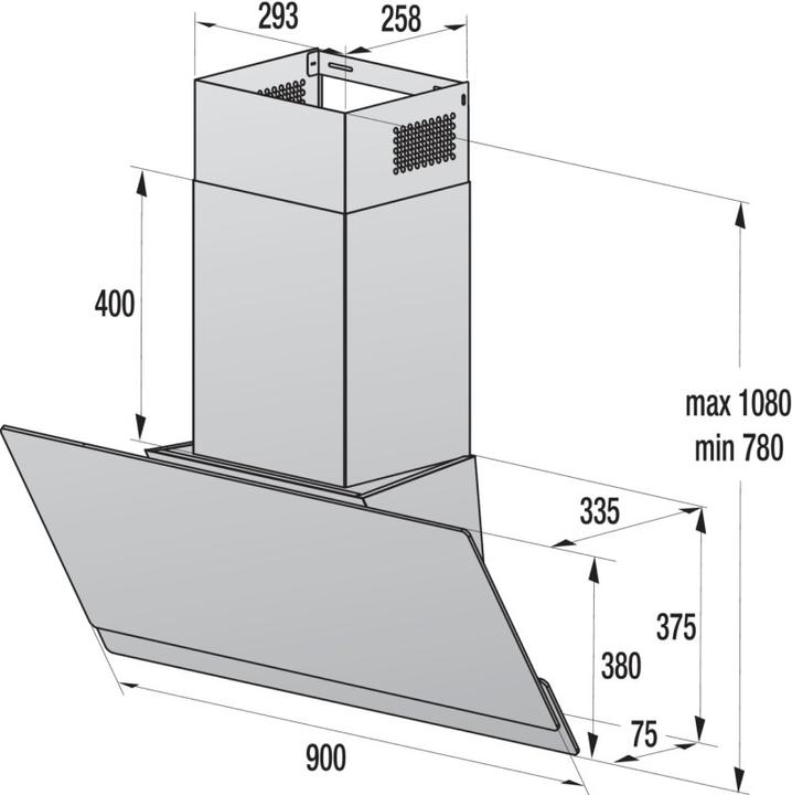 Image du produit Gorenje W9TB Hotte cheminée sans tête 90cm sw (Hotte murale)