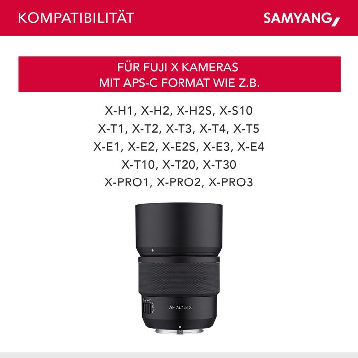 Produktbild Samyang AF 75mm F1,8 Fuji X (Fujifilm X, APS-C / DX)