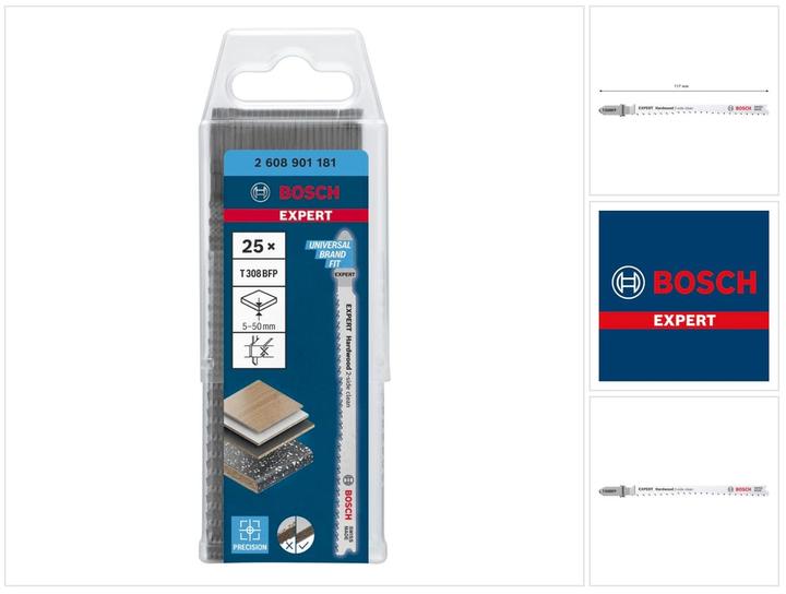 Produktbild Bosch Professional Zubehör EXPERT ‘Hardwood 2-side clean’ T 308 BFP Stichsägeblatt, 25 Stück