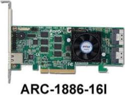 Actual product image Areca Raid Controller ARC-1886-16I 16-Port Tri Mode PCIe 4.0 x8 2x SFF 8654 LP