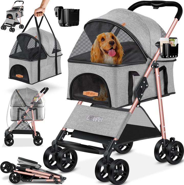 Lovpet Hundebuggy (Katze, Hund, Abschliessbar, Atmungsaktiv)