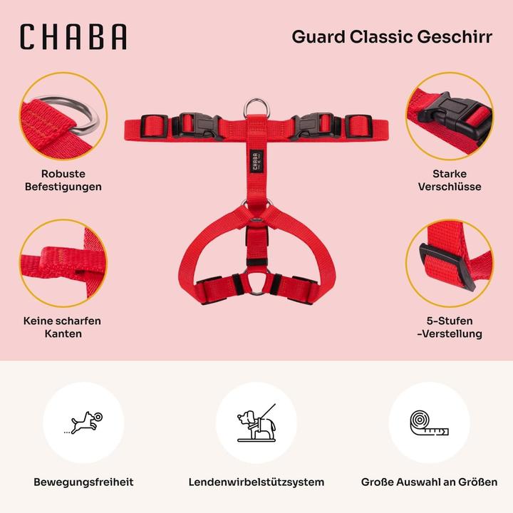 Actual product image Chaba CH SZELKI GUARD M (P)25-40 (D)35-55X2CM CZERWONE 5067 (M, Dog, General, Walks)