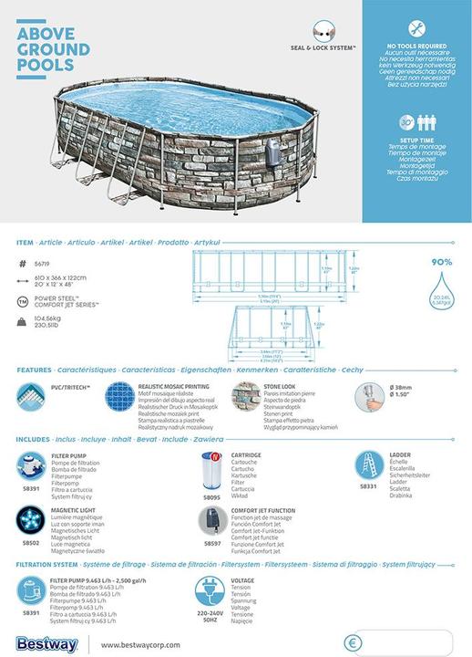 Actual product image Bestway Pool Power Steel Comfort Jet Series Set 610 x 366 x 122 cm (610 x 366 x 122 cm)