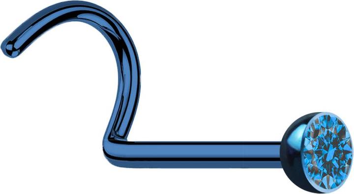 Produktbild Star Piercing Nasenstecker gebogen dunkelblau mit Kristall hellblau (Chirurgenstahl 316L, ohne Messing)