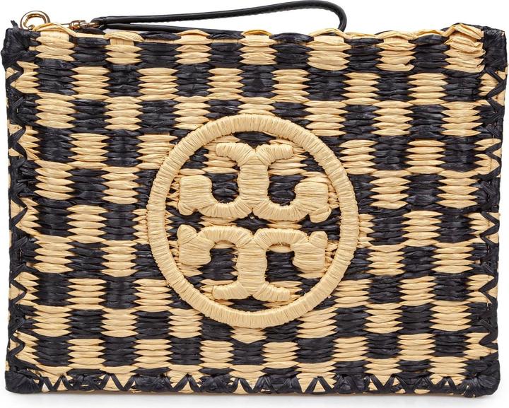 Tory Burch pouch ella in raffia in raffia natural and black color