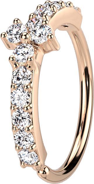 Star Piercing Micro Piercing Ring rosegold Kristallbogen silber drei Kristalle (Messing)
