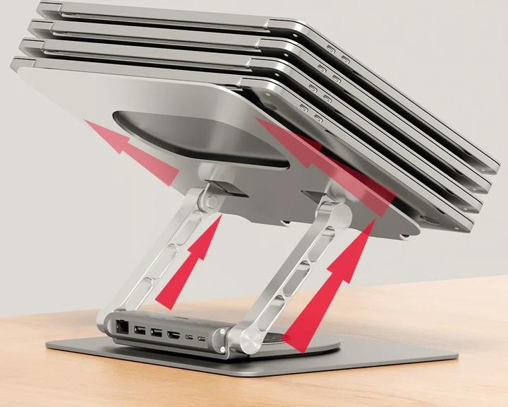 Productafbeelding Unitek PODSTAWKA POD LAPTOP + HUB USB-C HDMI 1.4 4K PD 100W (USB-C, 1 Havens)