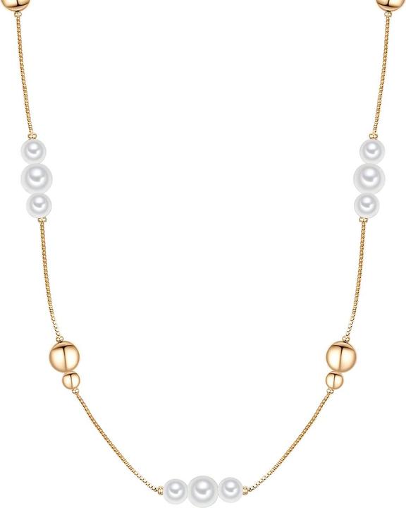 Produktbild Lulu & Jane Damen Messing Muschelkernperle gelbgold 90,0 cm - 29461 (Messing, 90 cm)