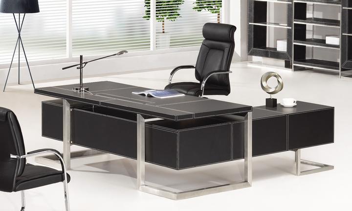 Image du produit Jet-Line Chef Bureau Venedig gauche noir Meubles de bureau Bureau d'angle Acier inoxydable Haute qualité