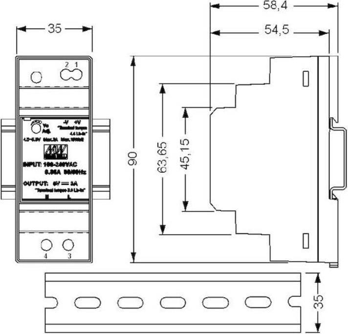Produktbild MeanWell INDUSTRIE-NETZTEIL - 1 AUSGANG - HUTSCHIENENMONTAGE - 30 W - 12 V - 2 A