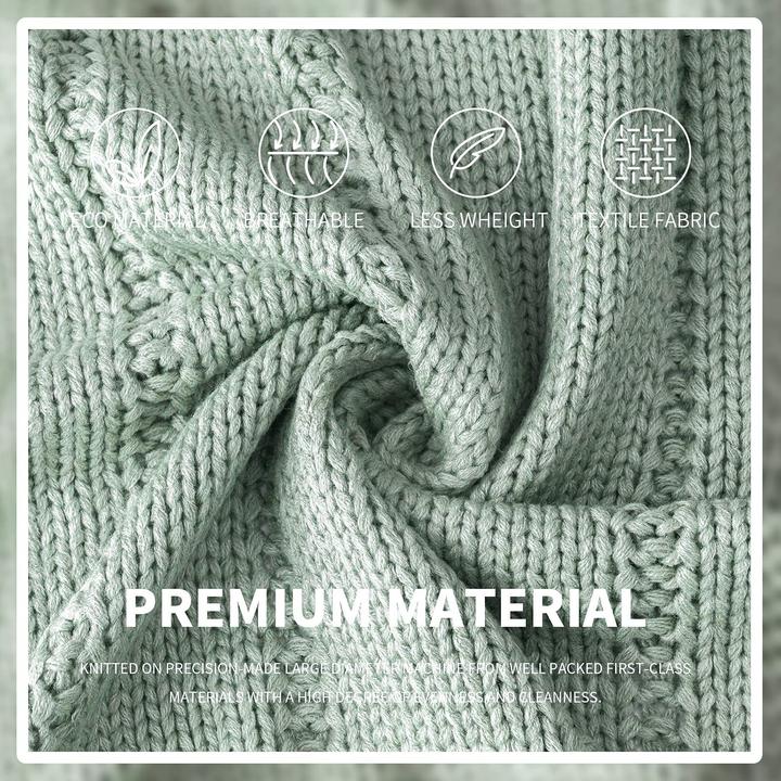 Produktbild Alopini Kuscheldecke Strickdecke 152x203, weiche warme grob gestrickte Decke gestrickte Wohndecke für Bett