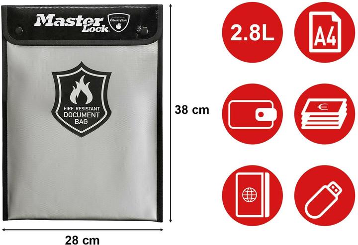 Actual product image Master Lock Fire resistant document bag 2,8l