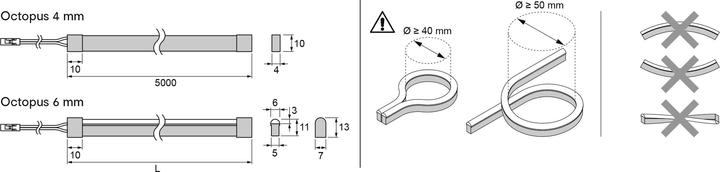 Image du produit L&S Bandes de LED Octopus 24V 4x8 mm 10W/m W (Blanc neutre, 20 cm, Intérieur)