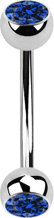 Immagine prodotto Star Piercing Micro banana in argento con due sfere di cristallo blu scuro (Acciaio chirurgico 316L, senza ottone)