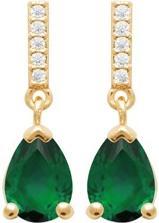 Image du produit Lara Boucles D'Oreilles Plaque Or - Zirconia - Emeraude Synthetique