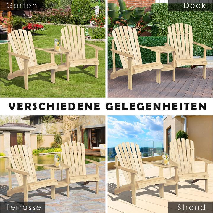 Produktbild Outsunny Gartenbank mit Tisch und Schirmloch