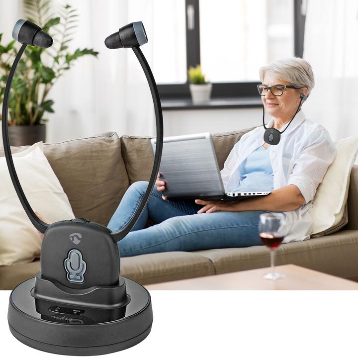 Produktbild Nedis HPRF021BK Wireless-TV-Kopfhörer RF Im Ohr max. Batteriespielzeit: 7 hrs 25 m Digital Audio La (7 h, Kabelgebunden)