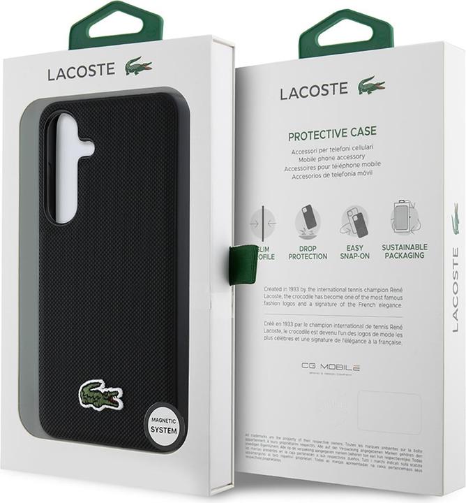 Actual product image Lacoste Case Iconic Petit Pique Woven Logo MagSafe to Samsung Galaxy S25 Plus black (Samsung Galaxy S25+)