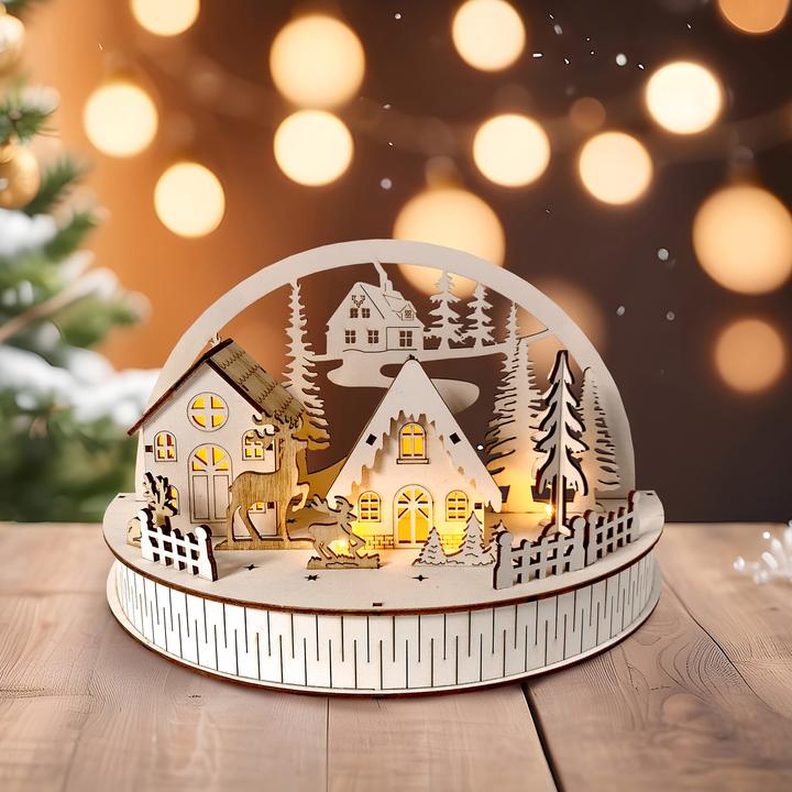 Image du produit HTI-Living Weihnachtsszene beleuchtet Winterdorf und Rehe