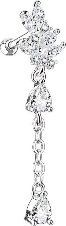 Produktbild Star Piercing Micro Barbell silber mit Anhänger Kristall (Chirurgenstahl 316L, Messing)