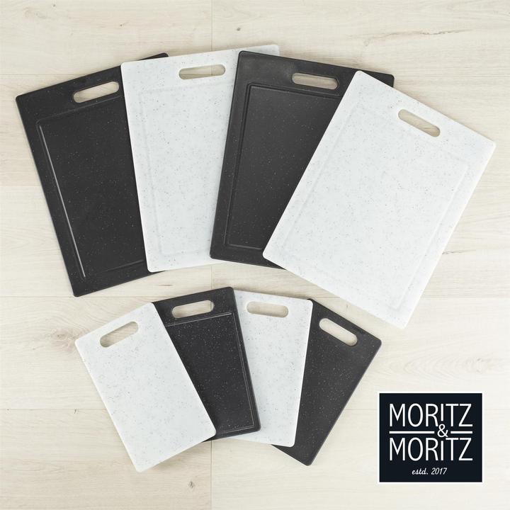Produktbild Moritz & Moritz 2X Schneidebretter Kunststoff mit Saftrille in Granit Optik - 25 x 15 cm